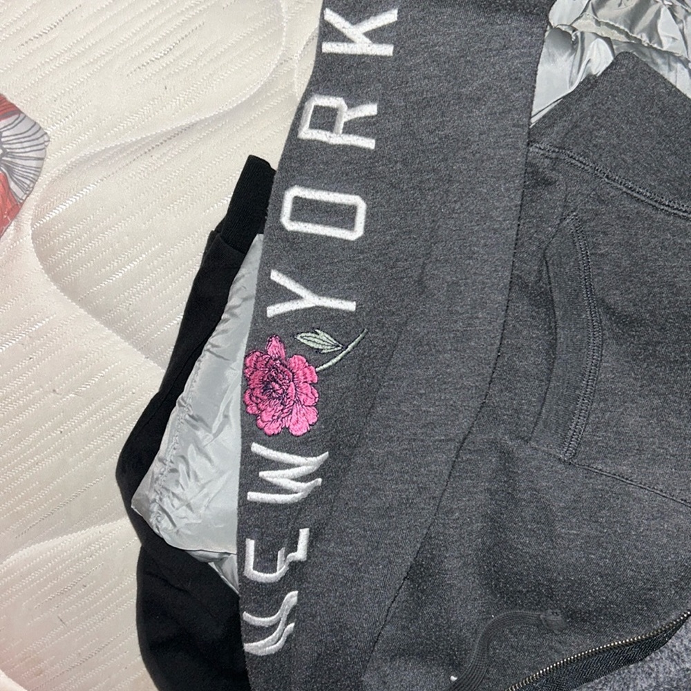 gray zip up